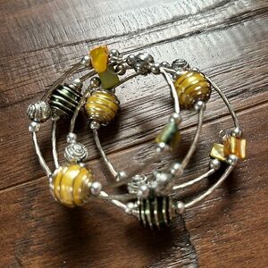 Silver wire and bead wrap around bracelet